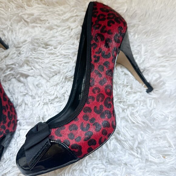 WHITE HOUSE BLACK MARKET Naomi Leopard High Heel Pumps | Red Black | Size 8.5 - Picture 3 of 4
